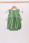Green Sunflower Applique Ruffle Bubble - 5