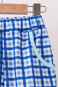 Blue character embroidery pants set - 2