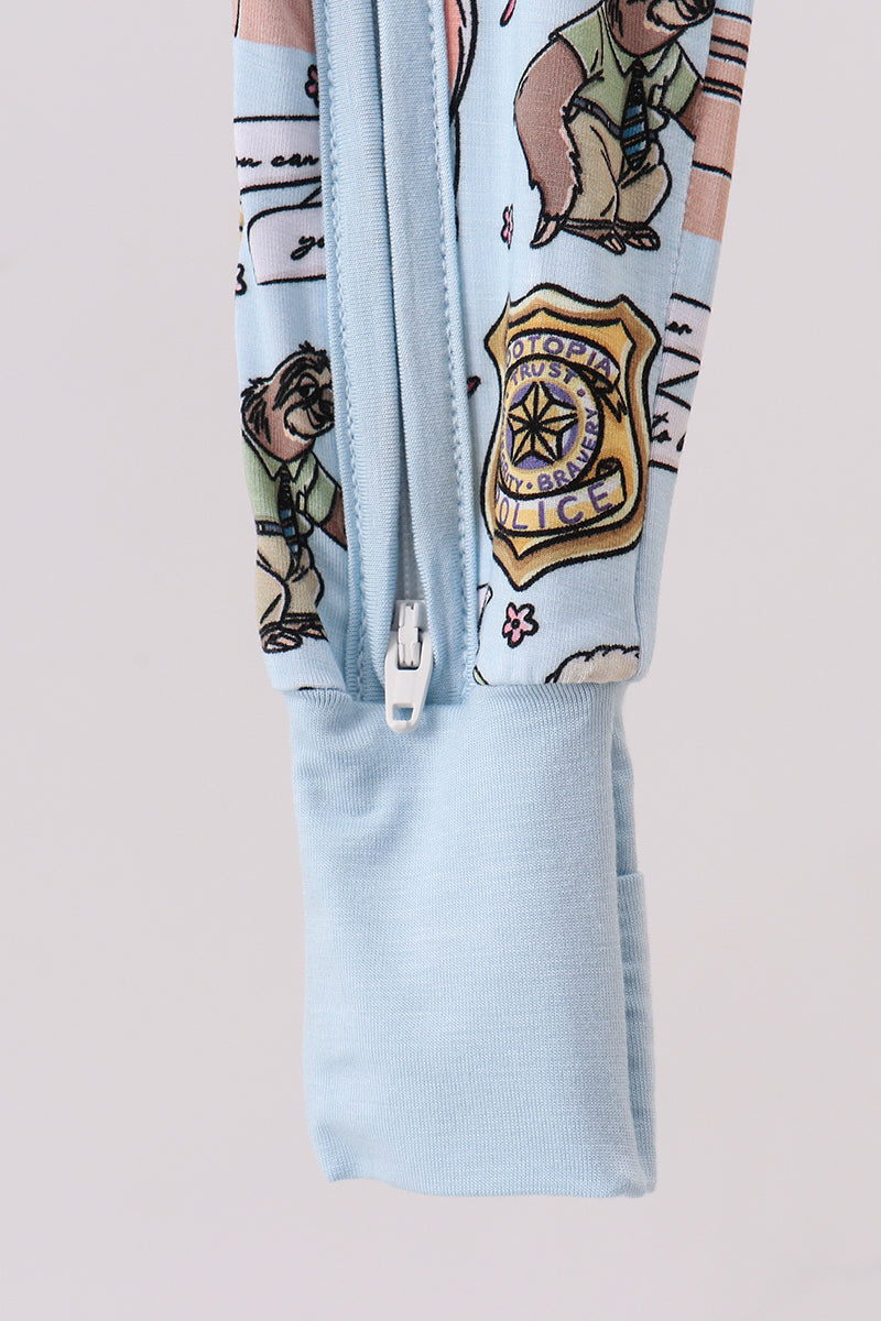 Blue character bamboo romper - 3