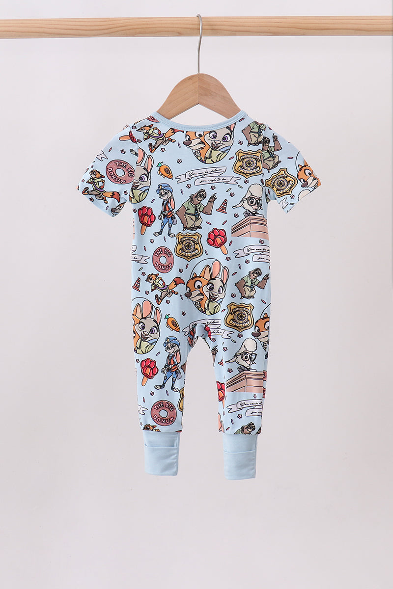 Blue character bamboo romper - 6