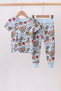 Blue character 2pc bamboo pajama set - 1