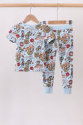 Blue character 2pc bamboo pajama set - 5