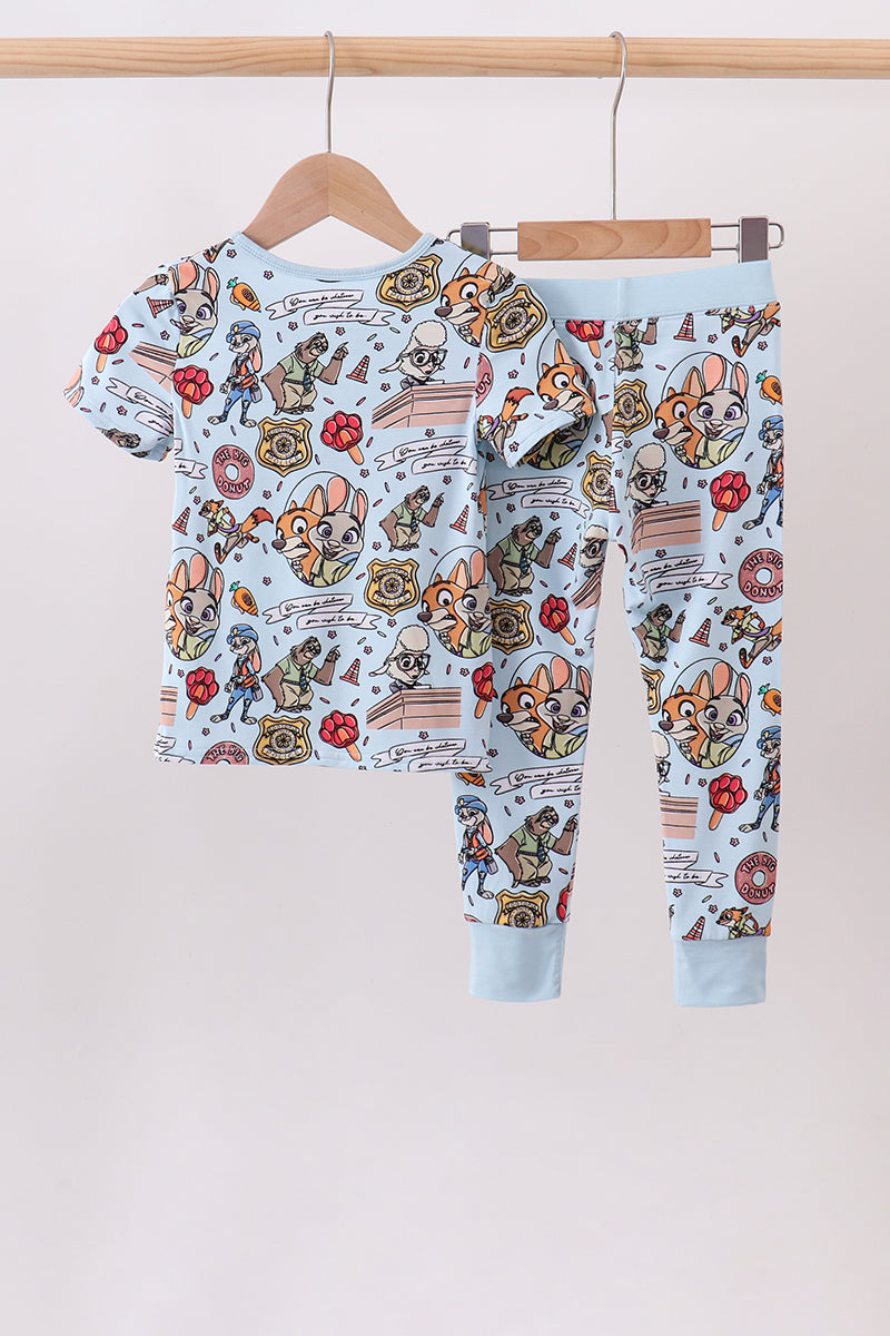 Blue character 2pc bamboo pajama set - 5