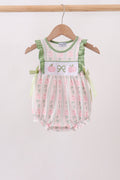 Sage Pumpkin Bow Embroidery Ruffle Bubble - 1