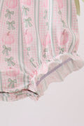 Sage Pumpkin Bow Embroidery Ruffle Bubble - 2