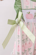 Sage Pumpkin Bow Embroidery Ruffle Bubble - 3