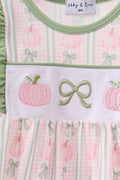 Sage Pumpkin Bow Embroidery Ruffle Bubble - 5