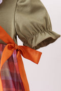 Camel Pumpkin Embroidery Ruffle Plaid Bubble - 4