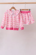Pink Pumpkin Bow Lace Skorts Set - 1
