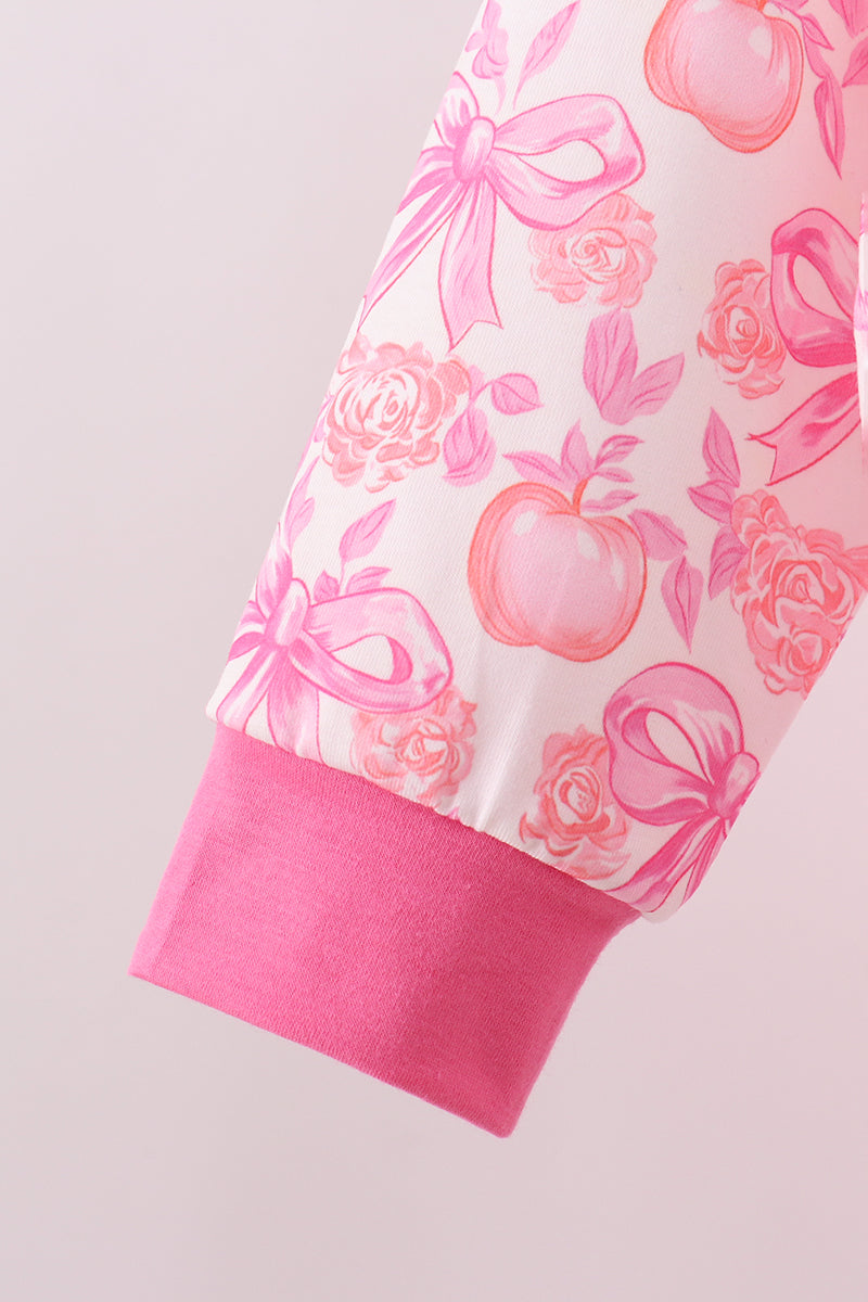 Pink Pumpkin Bow Lace Skorts Set - 2