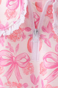 Pink Pumpkin Bow Lace Skorts Set - 3
