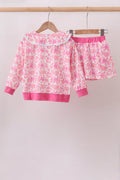 Pink Pumpkin Bow Lace Skorts Set - 6