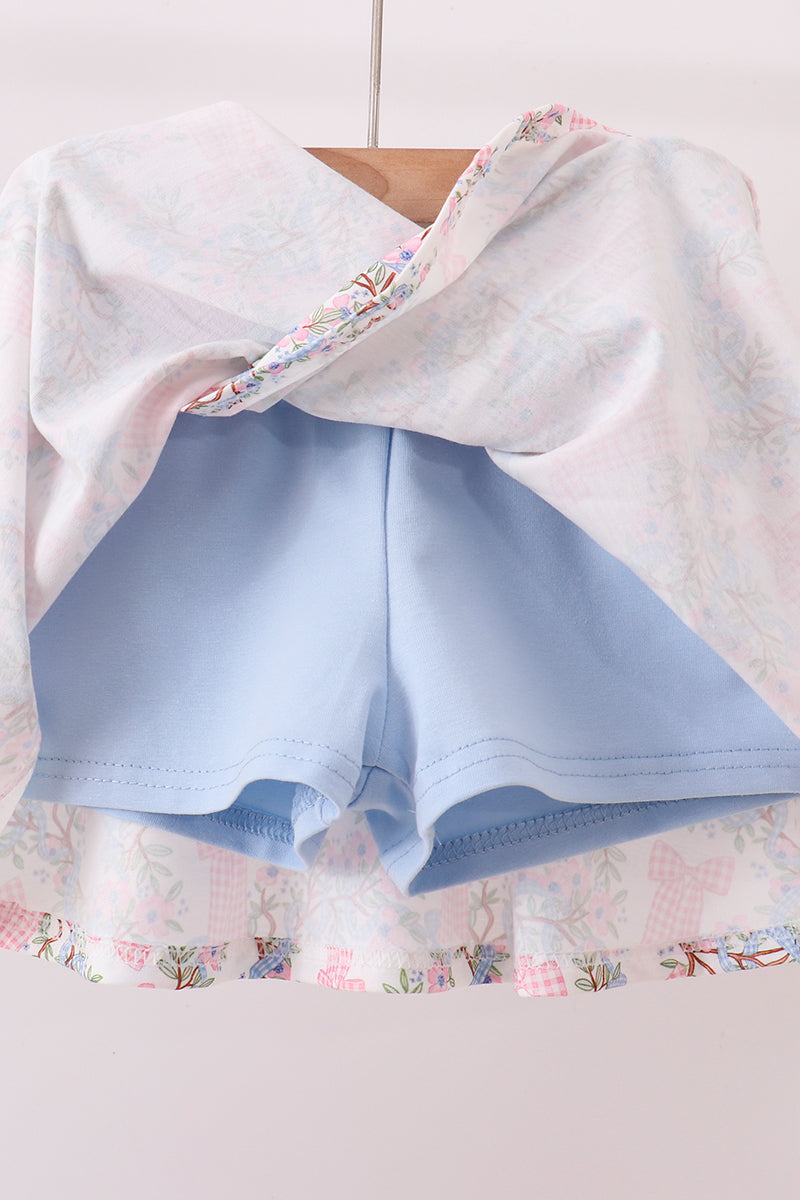 Blue Bow Lace Skorts Set - 5
