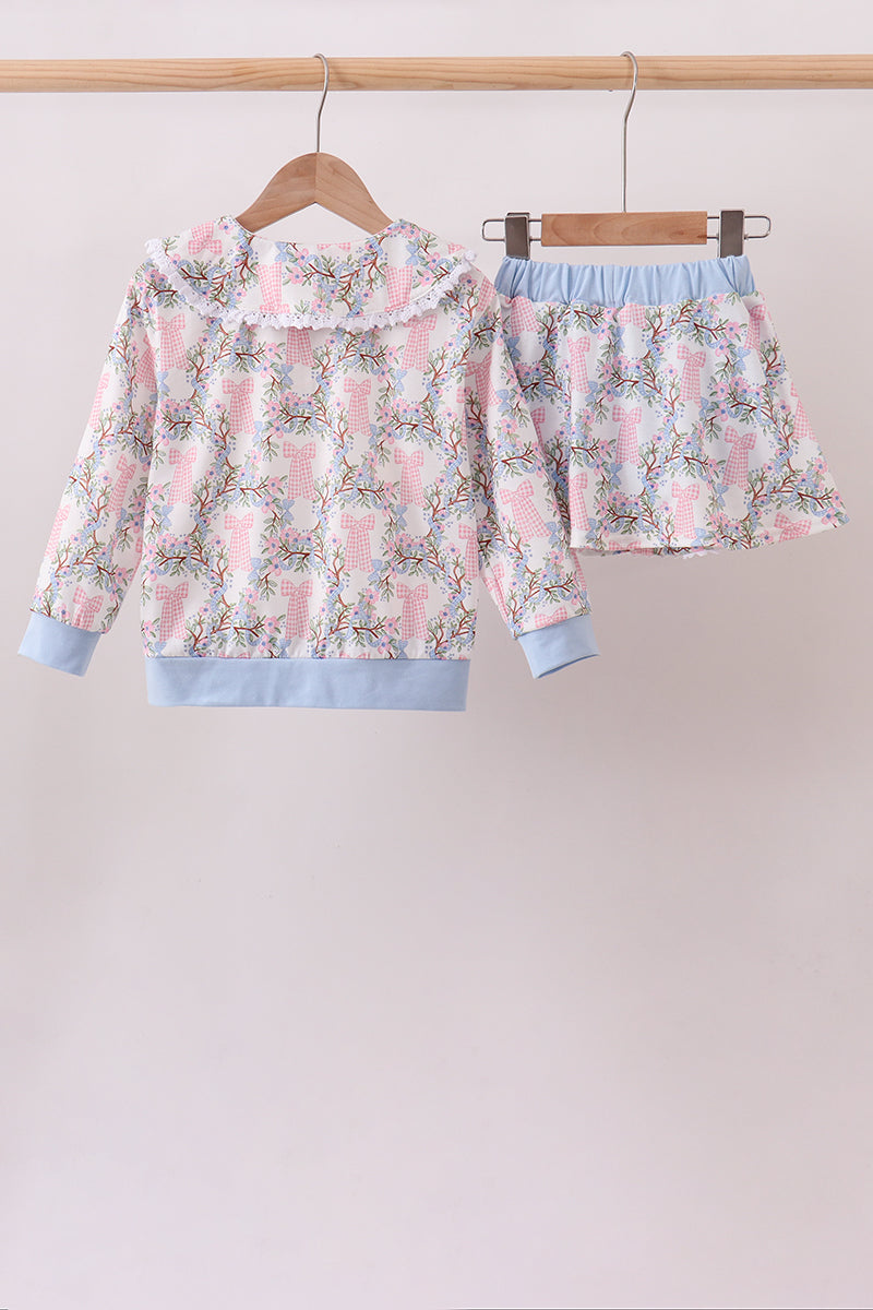 Blue Bow Lace Skorts Set - 6