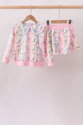 Pink Bow Floral Lace Skorts Set - 1