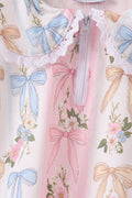 Pink Bow Floral Lace Skorts Set - 3
