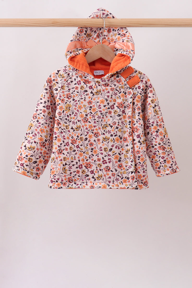 Floral Fleece Hoodie Jacket - 1