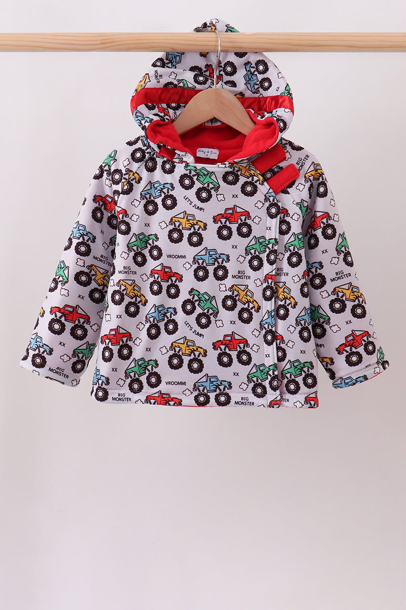 Monster truck fleece hoodie jacket - 1