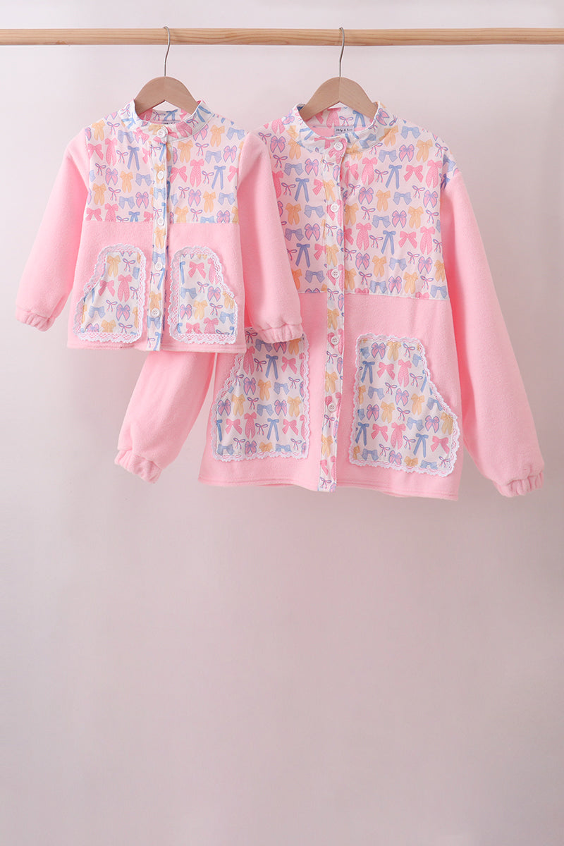 Pink Bow Fleece mom&me Jacket - 1