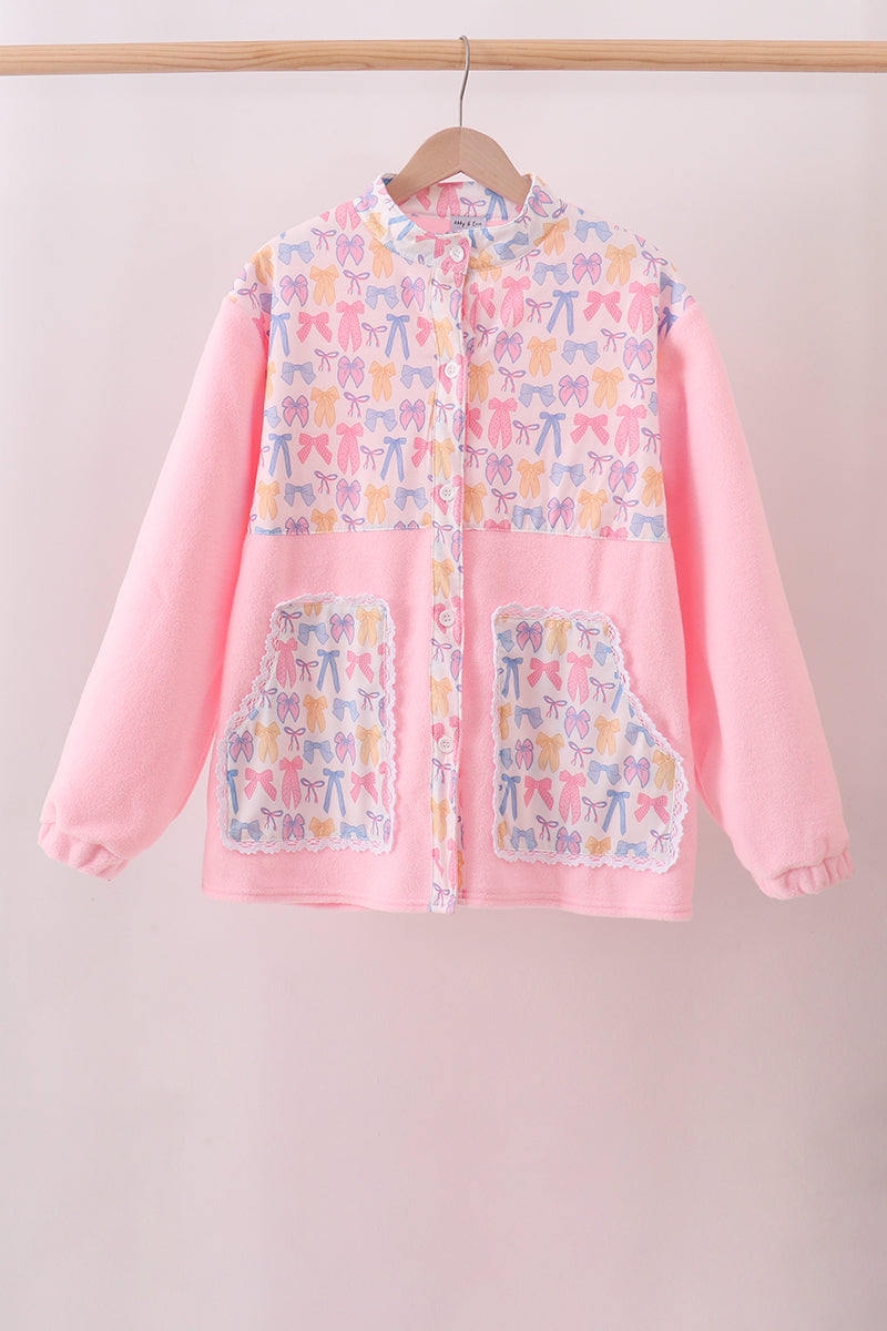 Pink Bow Fleece mom&me Jacket - 2
