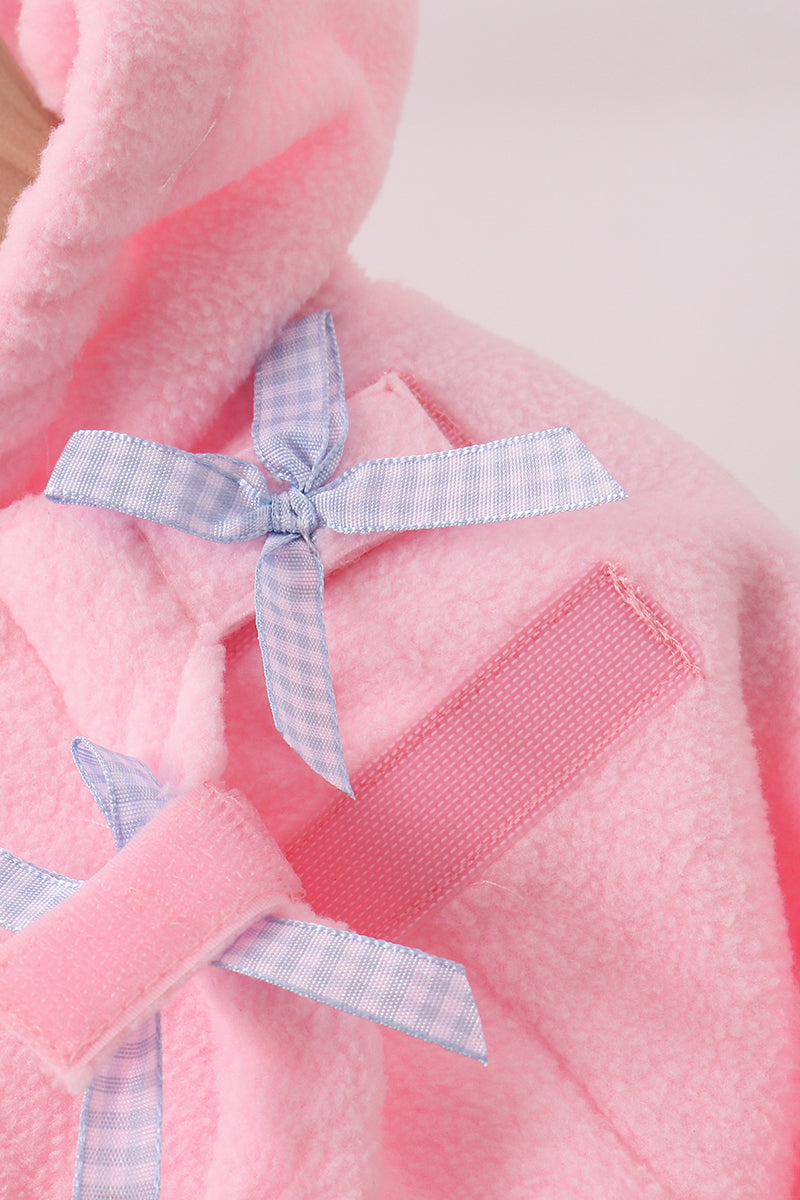 Pink Fleece Bow Coat - 4