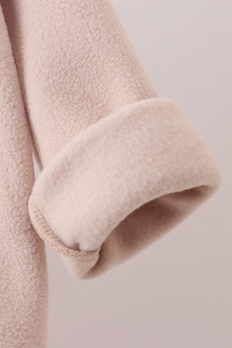 Khaki Fleece Bow Coat - 3