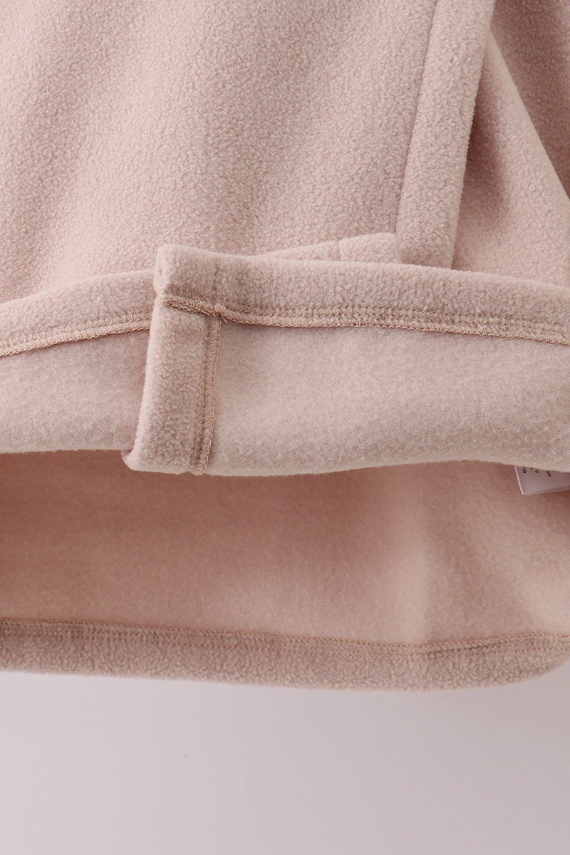 Khaki Fleece Bow Coat - 4