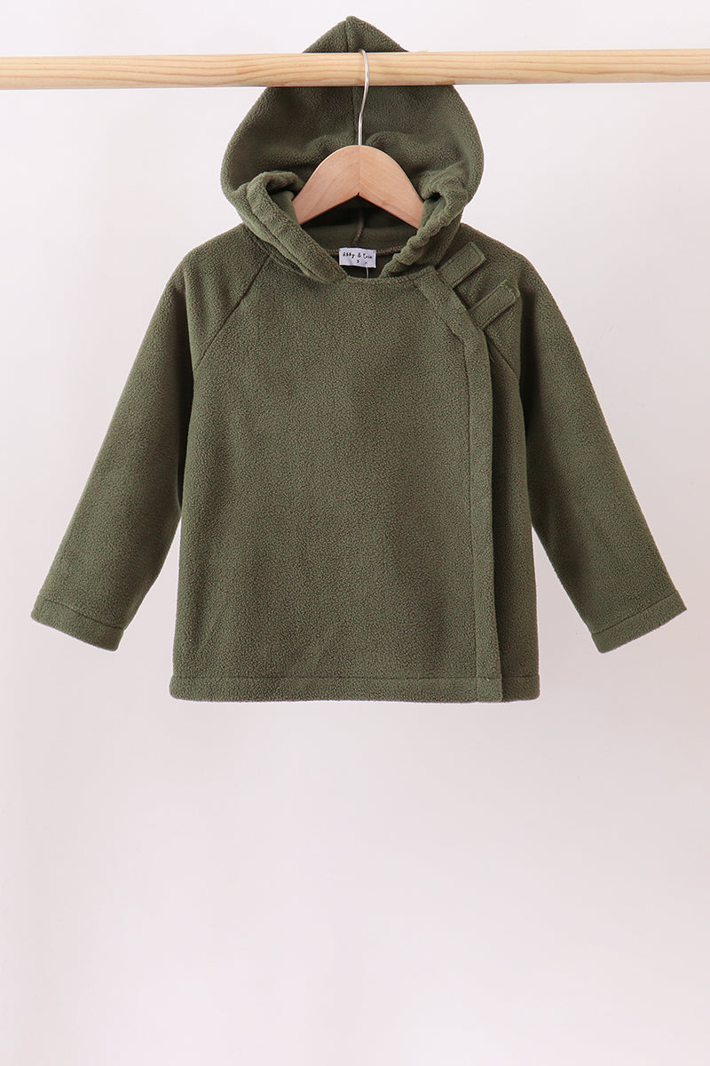 Green Fleece Bow Coat - 1