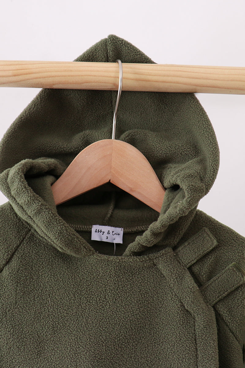 Green Fleece Bow Coat - 2