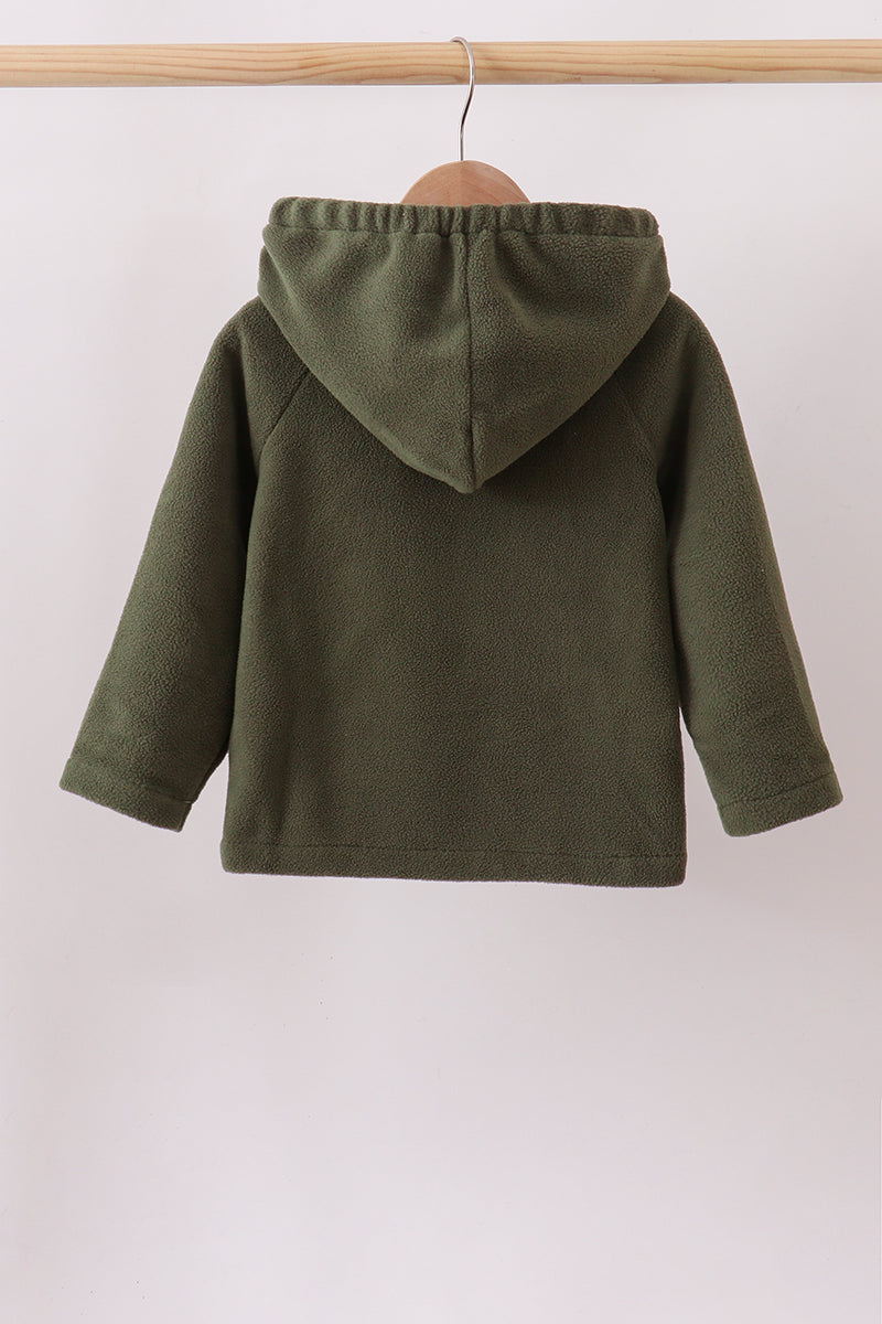 Green Fleece Bow Coat - 7
