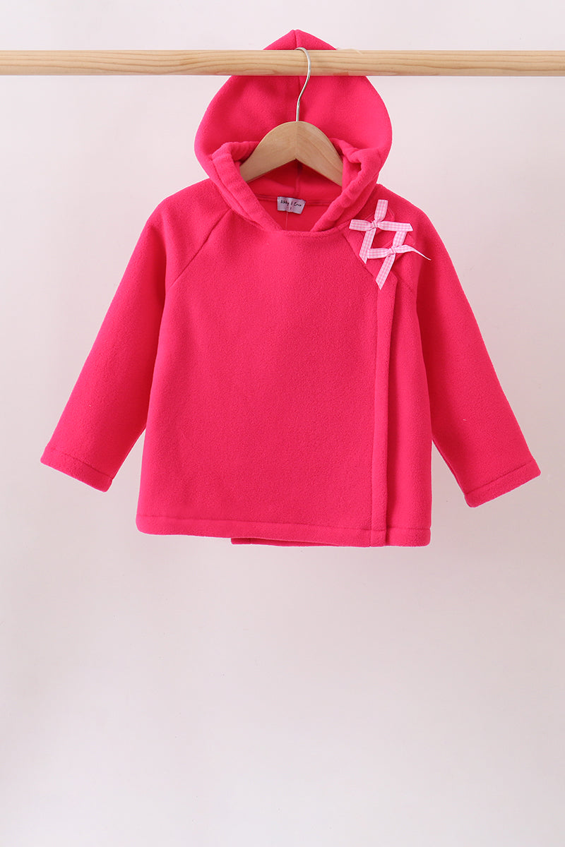 Magenta Fleece Bow Coat - 1