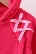 Magenta Fleece Bow Coat - 2