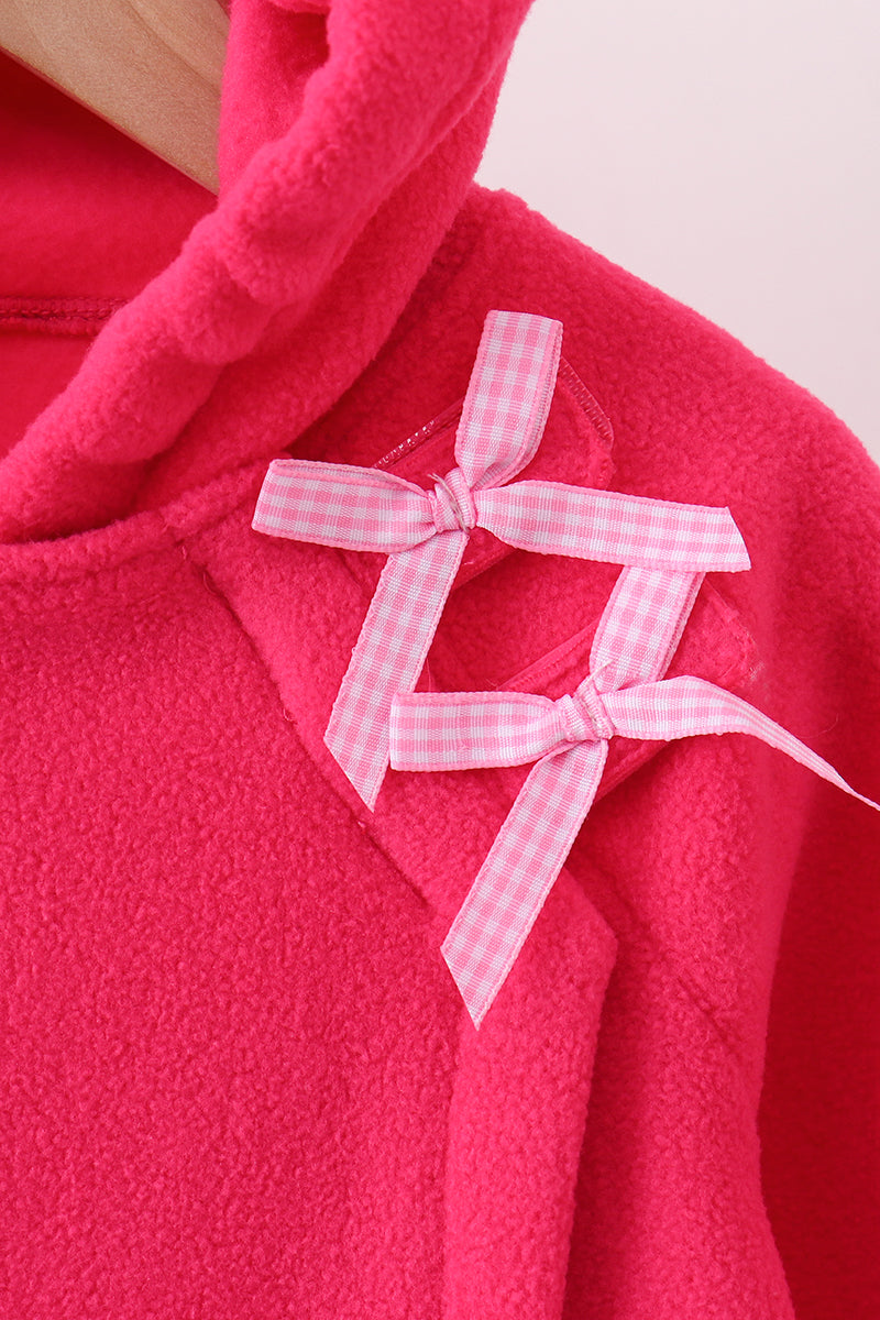 Magenta Fleece Bow Coat - 2