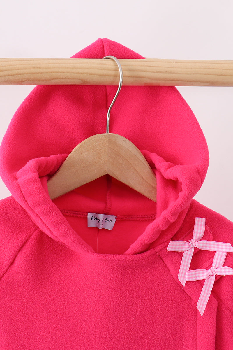 Magenta Fleece Bow Coat - 3