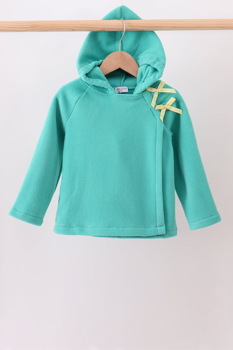 Turquoise Fleece Bow Coat - 1