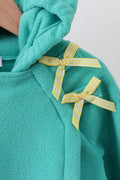 Turquoise Fleece Bow Coat - 2