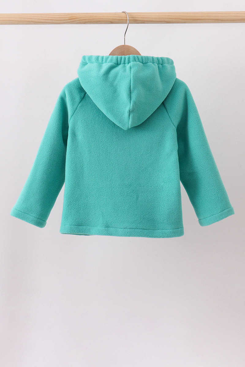 Turquoise Fleece Bow Coat - 5
