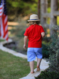 4th of july Flag Embroidery Smocking Boys Set - 7