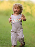 Fall Halloween & Thanksgiving  Pumpkin Smock Embroidered Boys Romper - 8