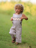 Fall Halloween & Thanksgiving  Pumpkin Smock Embroidered Boys Romper - 7
