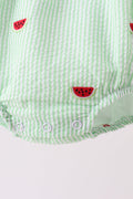 Red stripe watermelon embroidery seersucker bubble - 3