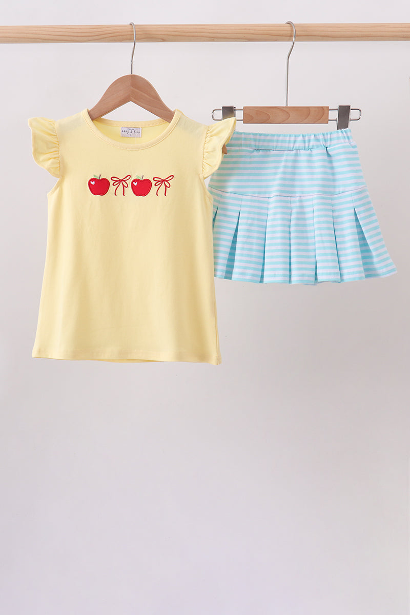 Yellow Apple Embroidery Skorts Set - 1