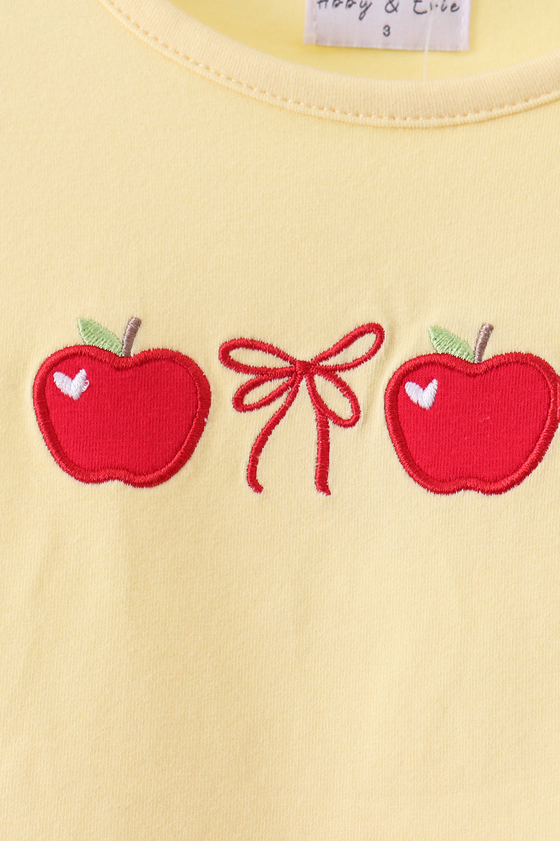 Yellow Apple Embroidery Skorts Set - 2