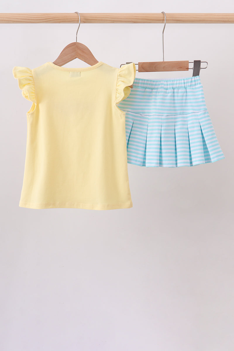Yellow Apple Embroidery Skorts Set - 5