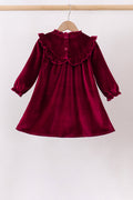 Burgundy velvet Ruffle Dress - 2