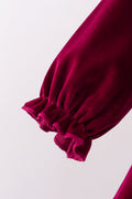 Burgundy velvet Ruffle Dress - 3