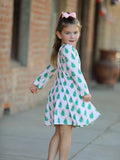 Christmas Girls Pink Stripe Tree Bow Twirl Dress - 4