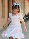 Halloween Thanksgiving Pumpkin Bow Girls Twirl Ruffle Dress - 2