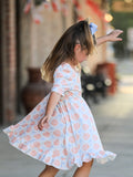 Halloween Thanksgiving Pumpkin Bow Girls Twirl Ruffle Dress - 4