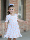 Halloween Thanksgiving Pumpkin Bow Girls Twirl Ruffle Dress - 1